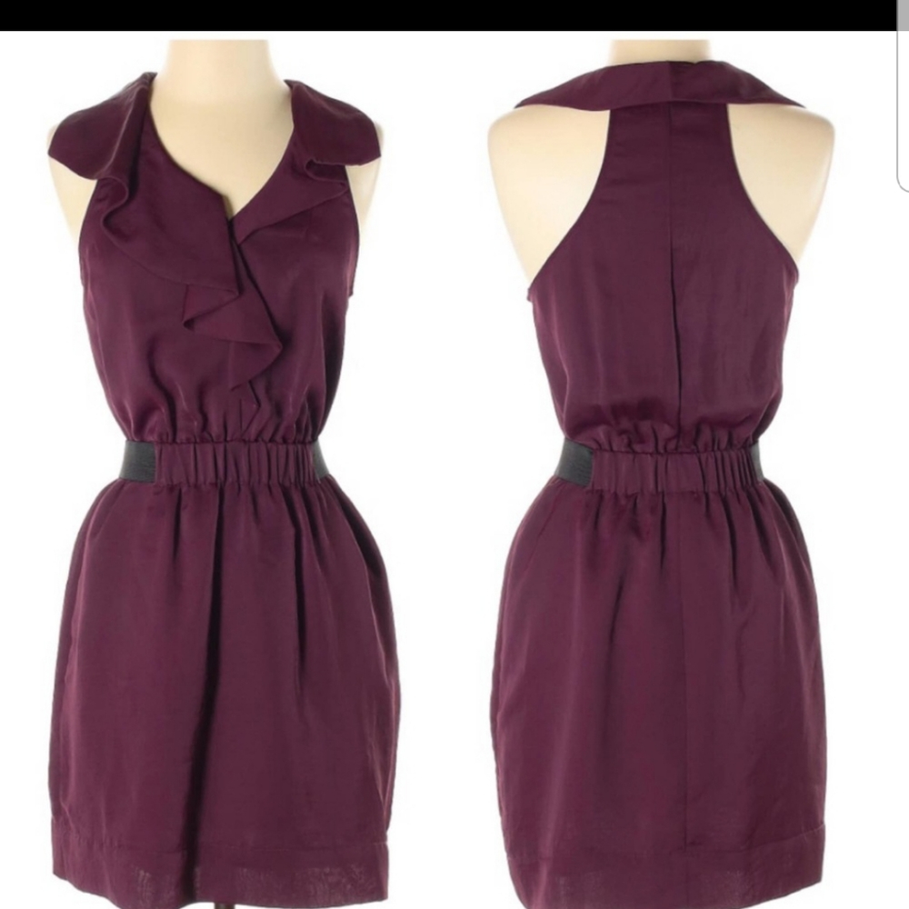 Rachel Rachel Roy Ruffled Sleeveless Dress in Plum Sz 12 NWT